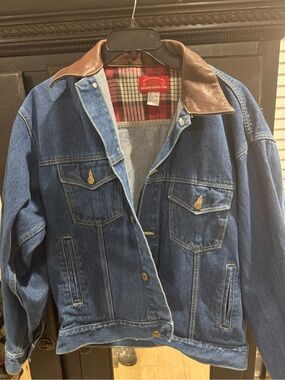 Marlboro Country Store Denim Jacket Leather Collar Men’s Large